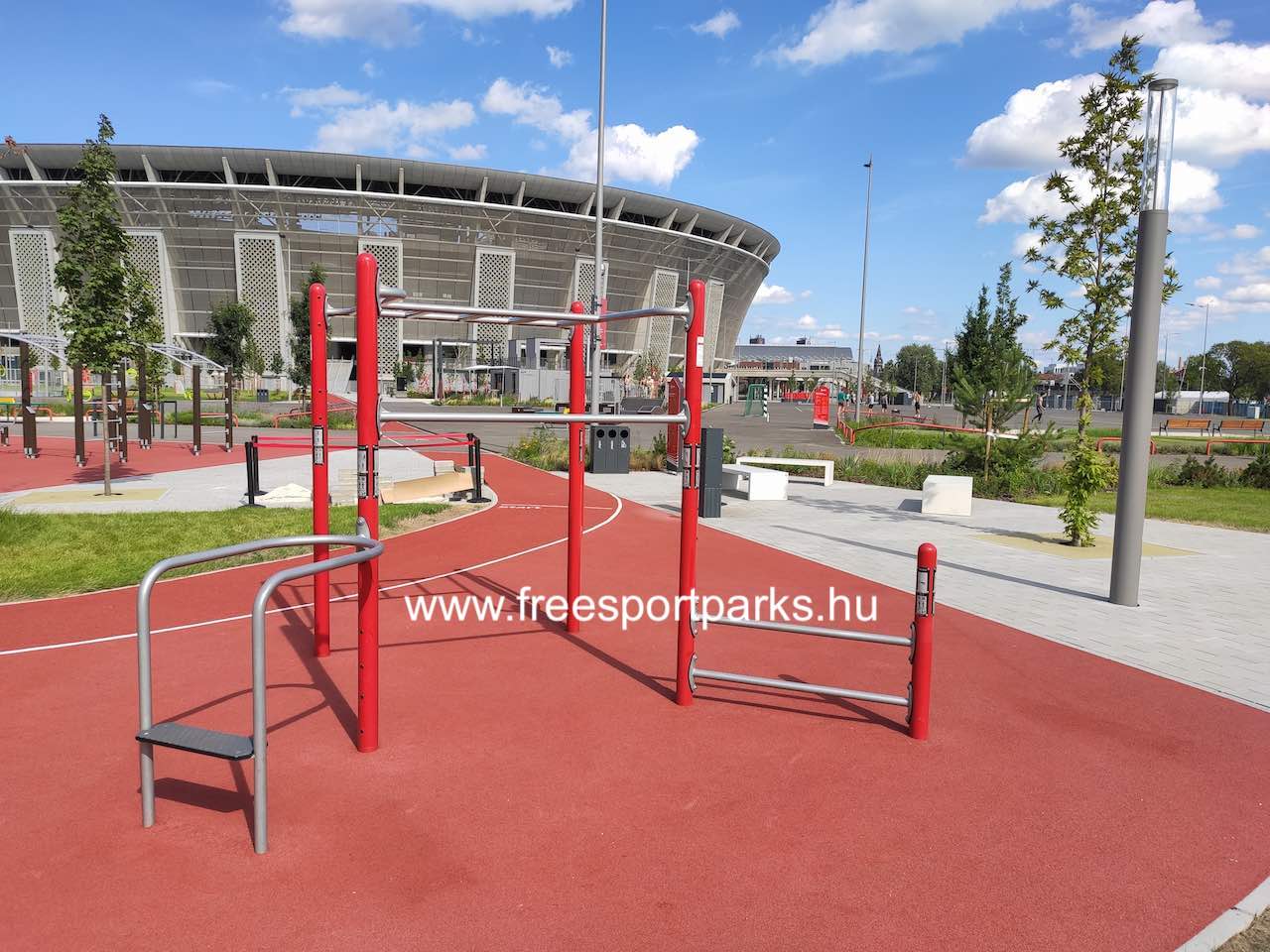 kondipark bemelegítéshez, nyújtáshoz a Puskás Aréna Park nyugati oldalán - Free Sport Parks térkép